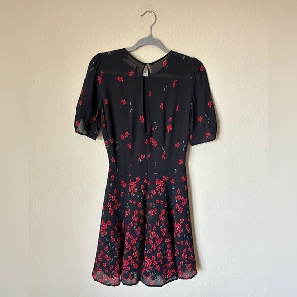 Reformation Gracie Mini Black Dress Floral Oracle Size 2 - Picture 8 of 11